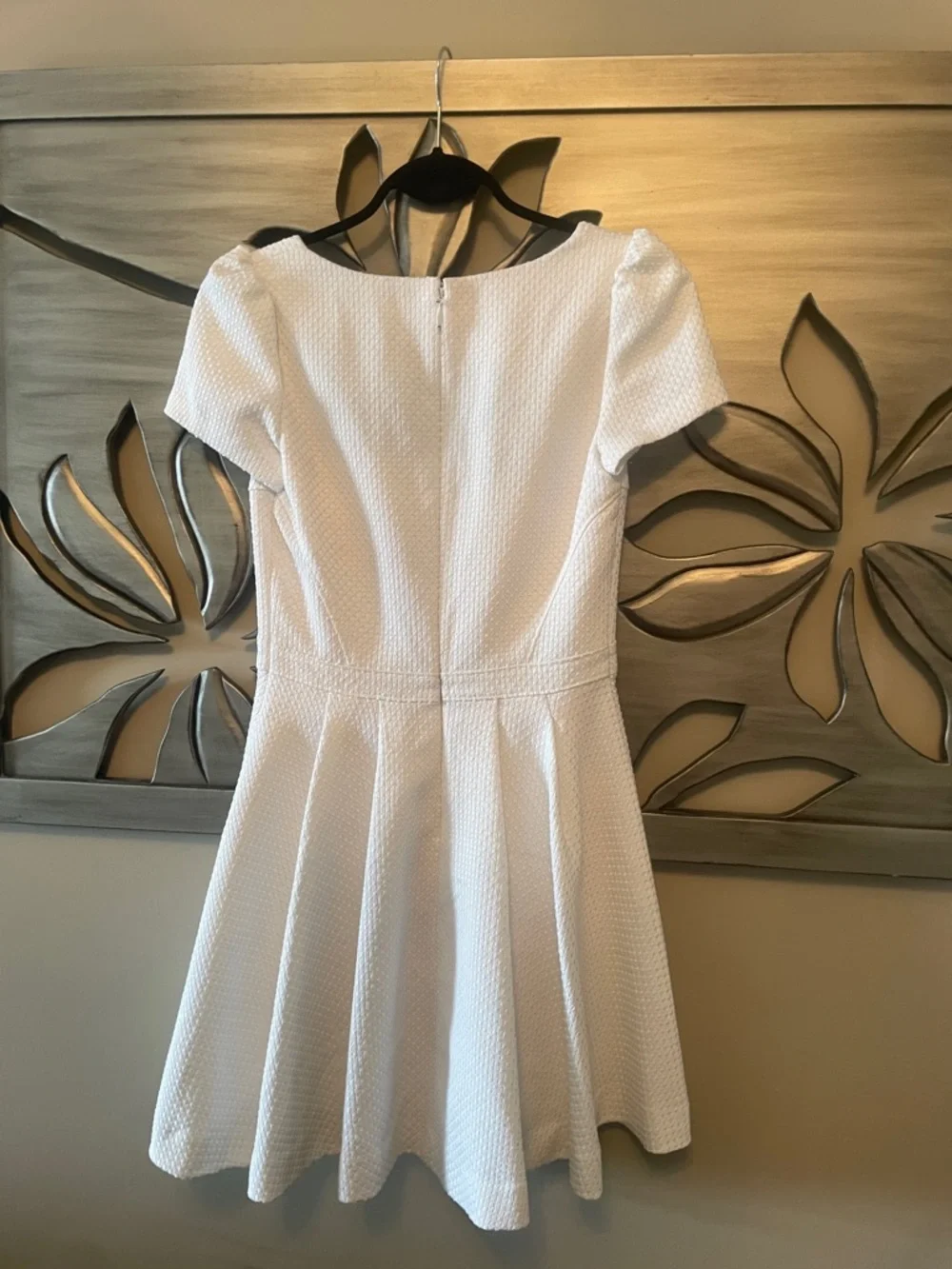 bebe White V-Neck Fit & Flare Dress - Picture 2 of 2